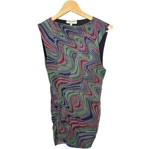 Opening Ceremony Multicolor Abstract Swirl Sleeveless Ruched Dress Size S